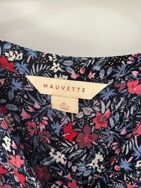 Mauvette Navy Floral Midi Dress with Pink & Blue Floral Print